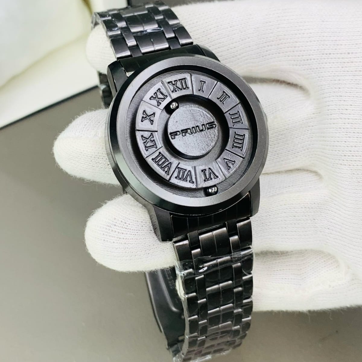 Black Stainless Steel Magnetic Ball Watch Providing Modern Design Everyday Style Support - With Box - Image 2